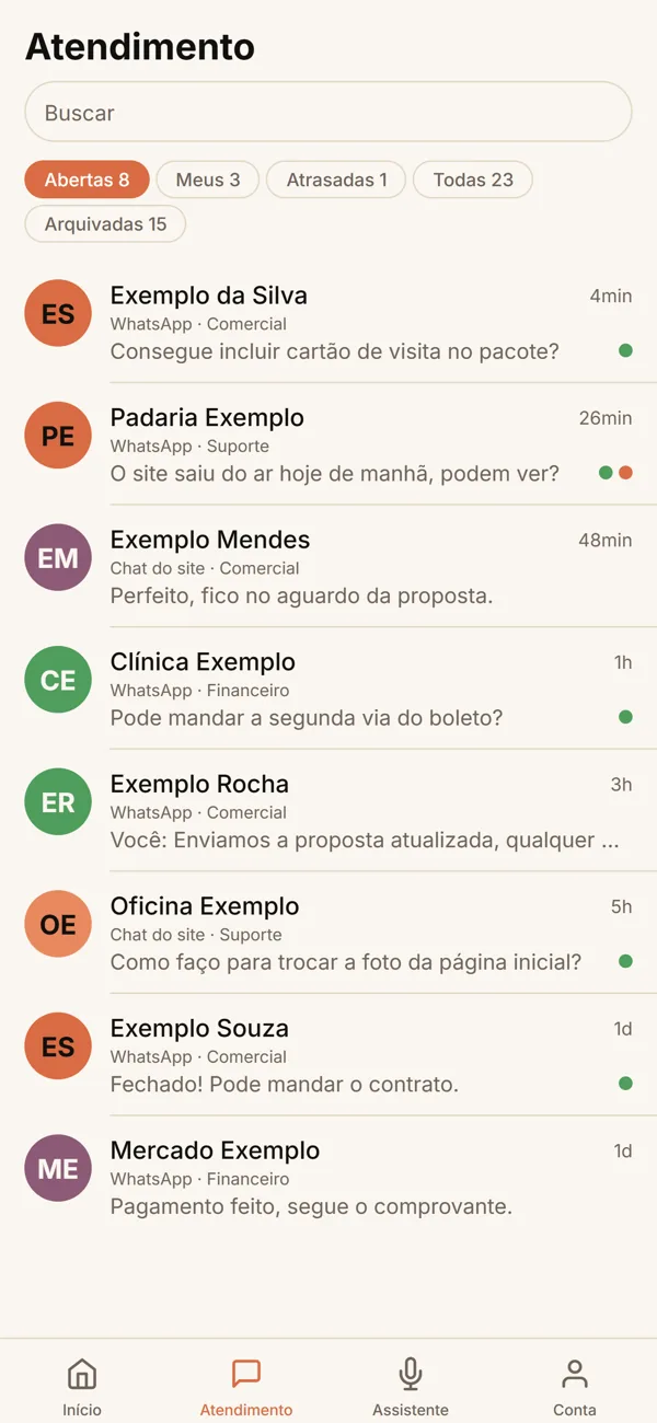 Tela do aplicativo: Todos os clientes numa tela